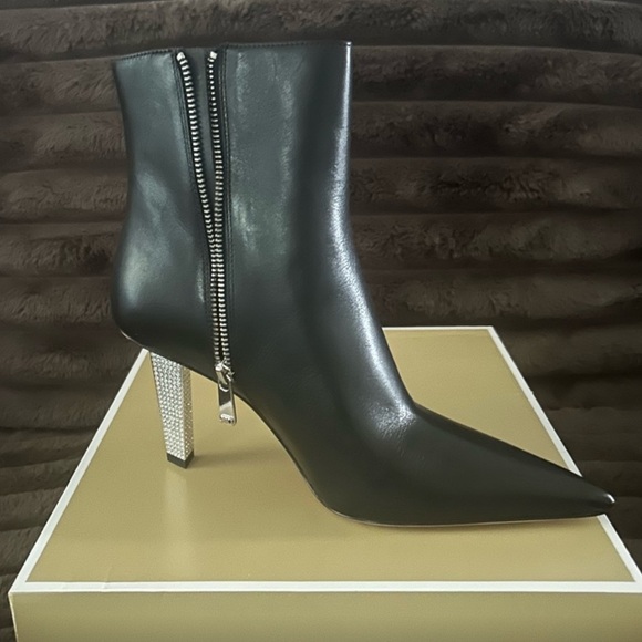 Michael Kors Black Heeled Boots with Silver Accent - Picture 6 of 7